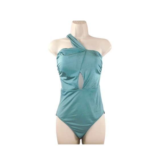 Lazul One-Shoulder Cutout Swimsuit • Size 2 • Teal Green - Picture 1 of 14